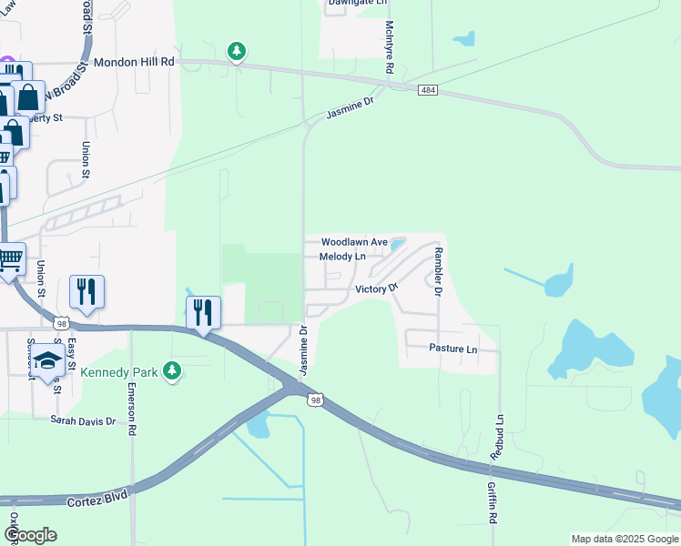 map of restaurants, bars, coffee shops, grocery stores, and more near 8225 Wesley Drive in Brooksville