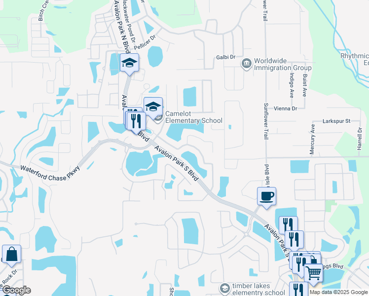 map of restaurants, bars, coffee shops, grocery stores, and more near 914 Crystal Bay Lane in Orlando