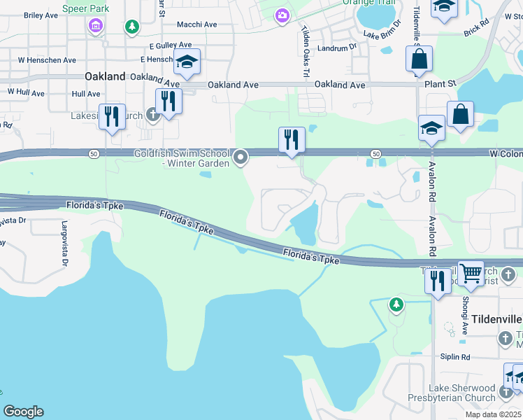 map of restaurants, bars, coffee shops, grocery stores, and more near 1429 Scarlet Oak Loop in Winter Garden