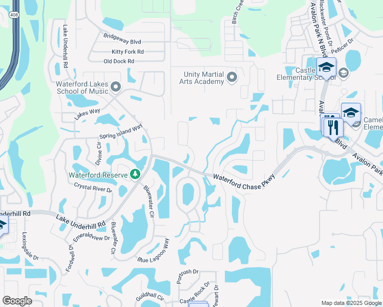 map of restaurants, bars, coffee shops, grocery stores, and more near 916 Maple Creek Drive in Orlando