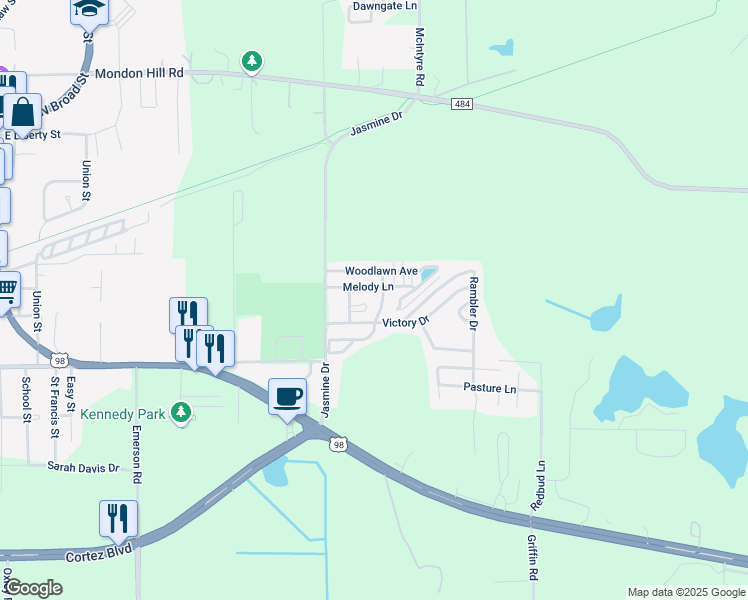 map of restaurants, bars, coffee shops, grocery stores, and more near 8225 Wesley Drive in Brooksville