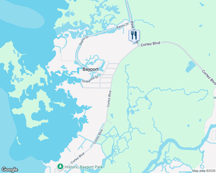 map of restaurants, bars, coffee shops, grocery stores, and more near 8250 Driftwood Drive in Spring Hill