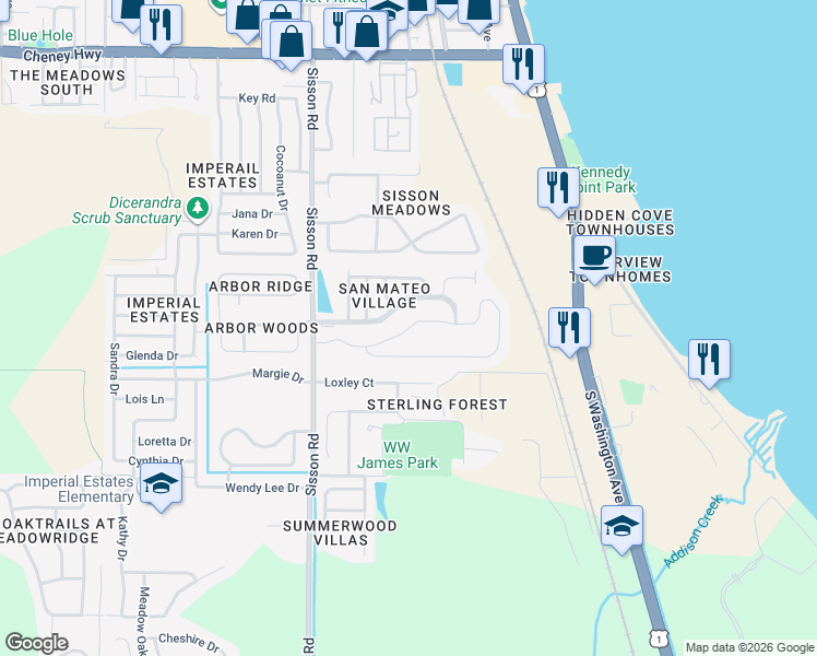 map of restaurants, bars, coffee shops, grocery stores, and more near 920 Forest Trace Circle in Titusville