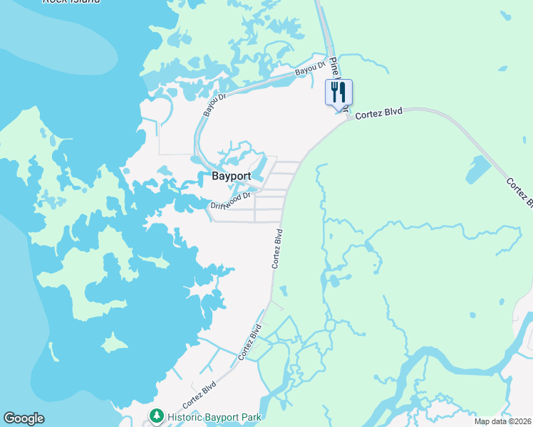 map of restaurants, bars, coffee shops, grocery stores, and more near 8250 Driftwood Drive in Weeki Wachee