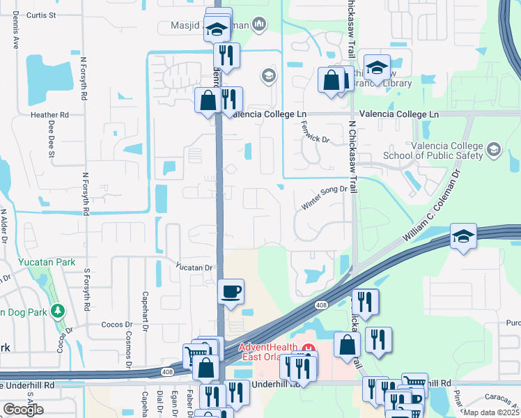 map of restaurants, bars, coffee shops, grocery stores, and more near 133 Ormond Road in Orlando
