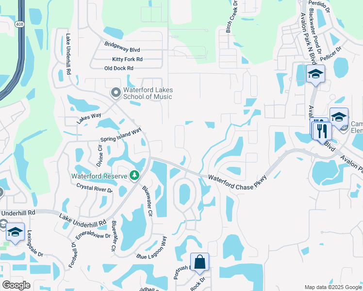 map of restaurants, bars, coffee shops, grocery stores, and more near 701 Magnolia Creek Circle in Orlando