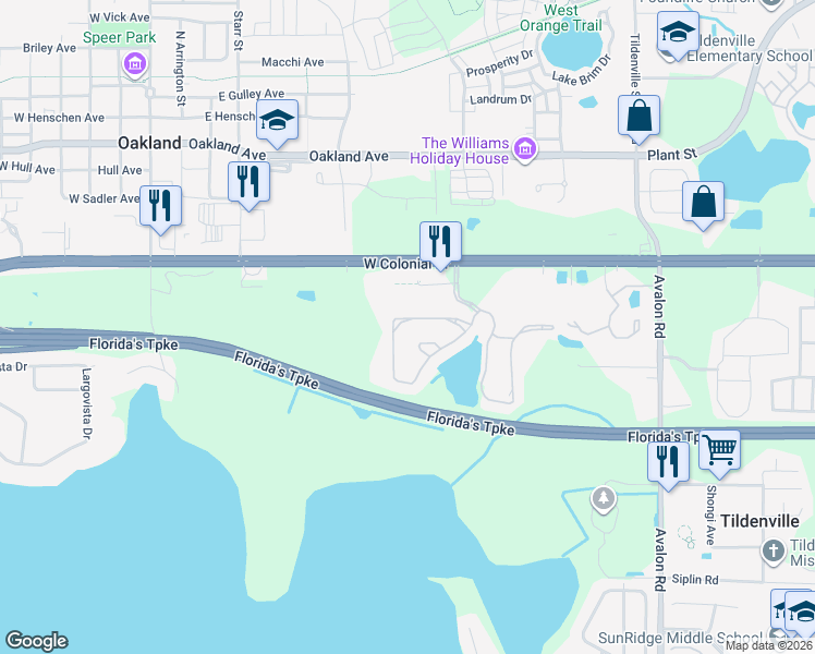 map of restaurants, bars, coffee shops, grocery stores, and more near 1331 Scarlet Oak Loop in Winter Garden