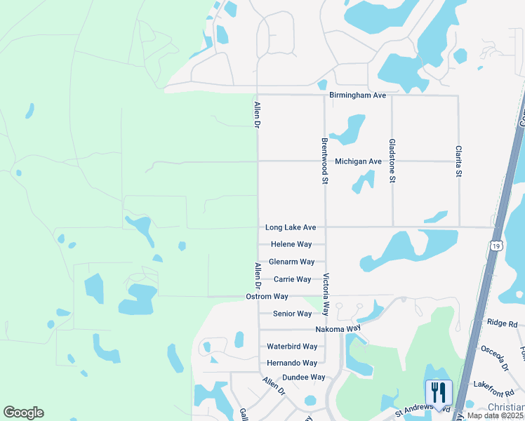 map of restaurants, bars, coffee shops, grocery stores, and more near 8246 Allen Drive in Spring Hill