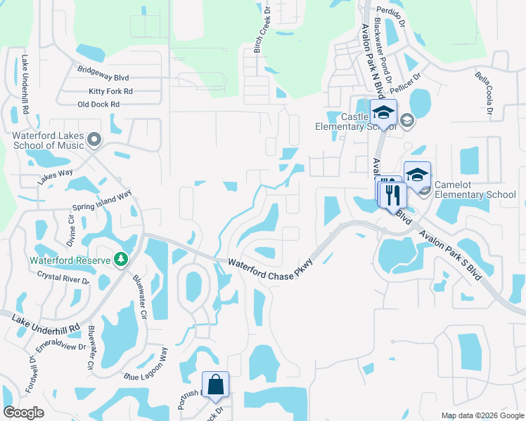 map of restaurants, bars, coffee shops, grocery stores, and more near 818 Oak Chase Drive in Orlando