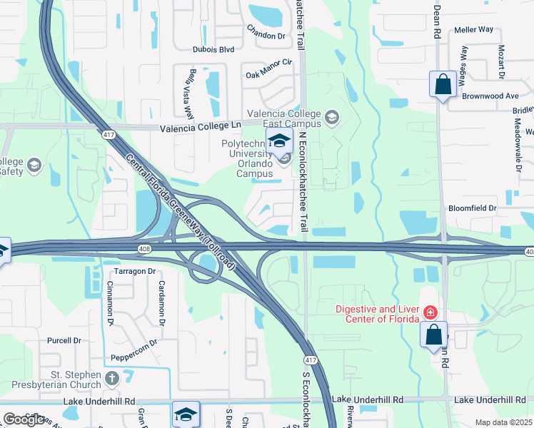 map of restaurants, bars, coffee shops, grocery stores, and more near 9064 Shepton Street in Orlando
