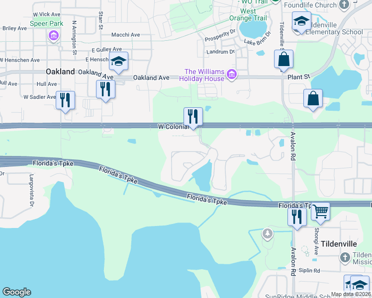 map of restaurants, bars, coffee shops, grocery stores, and more near 1326 Scarlet Oak Loop in Winter Garden
