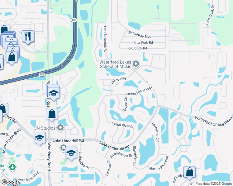 map of restaurants, bars, coffee shops, grocery stores, and more near 812 Spring Island Way in Orlando