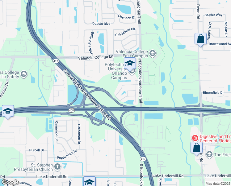 map of restaurants, bars, coffee shops, grocery stores, and more near 9161 Shepton Street in Orlando