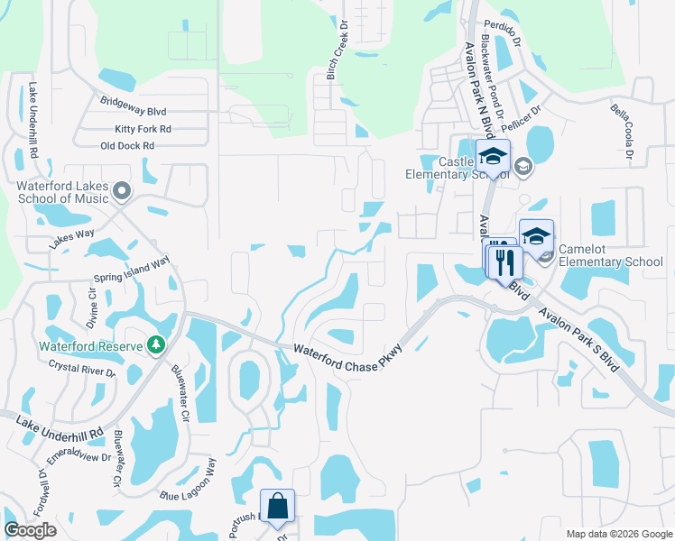 map of restaurants, bars, coffee shops, grocery stores, and more near 818 Oak Chase Drive in Orlando