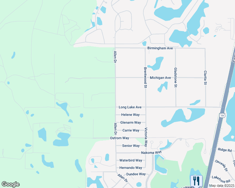 map of restaurants, bars, coffee shops, grocery stores, and more near 8246 Allen Drive in Spring Hill