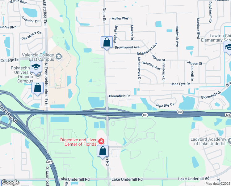 map of restaurants, bars, coffee shops, grocery stores, and more near 10116 Dean Point Place in Orlando