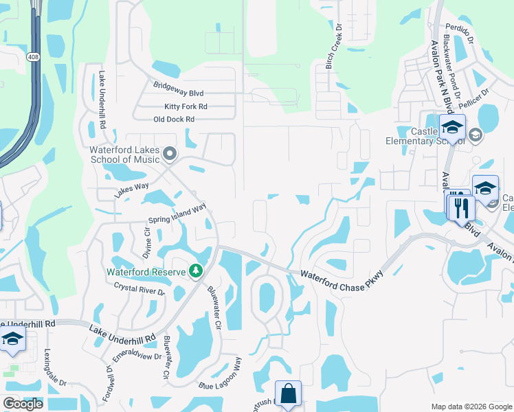 map of restaurants, bars, coffee shops, grocery stores, and more near 721 Magnolia Creek Circle in Orlando