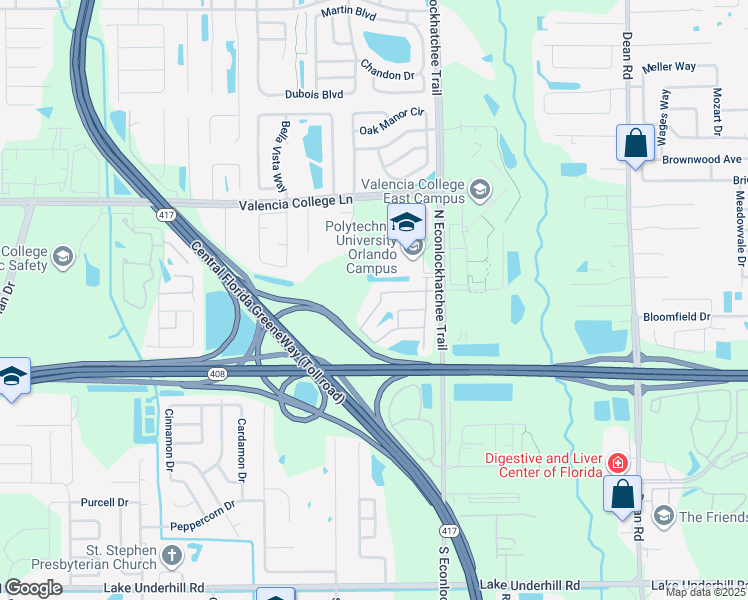 map of restaurants, bars, coffee shops, grocery stores, and more near 9221 Shepton Street in Orlando