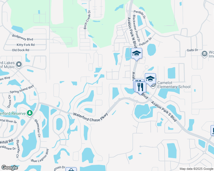 map of restaurants, bars, coffee shops, grocery stores, and more near 1038 Seneca Falls Drive in Orlando