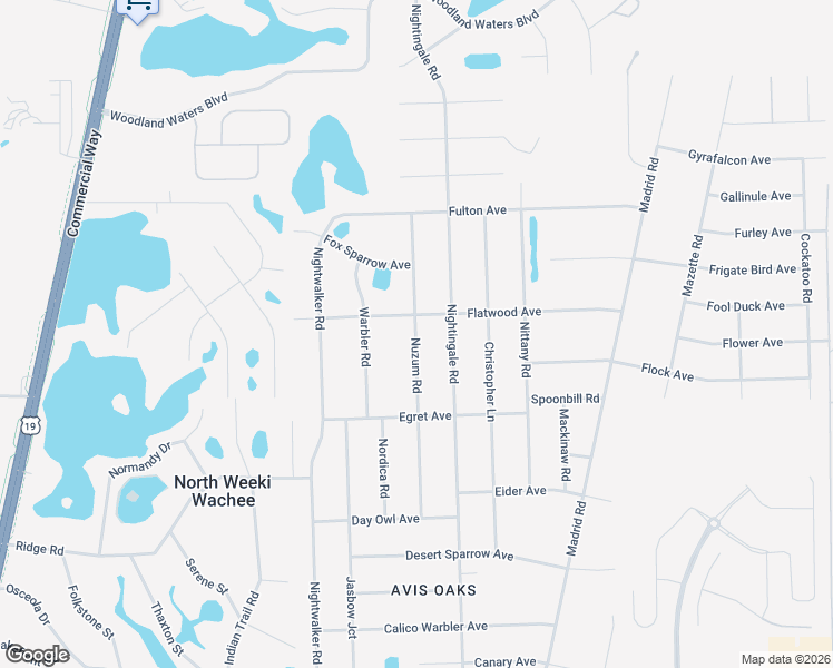 map of restaurants, bars, coffee shops, grocery stores, and more near 10363 Flatwood Avenue in Spring Hill