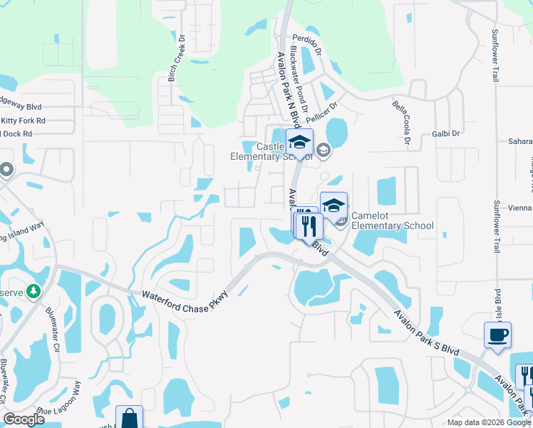 map of restaurants, bars, coffee shops, grocery stores, and more near 11968 Sands Cove in Alafaya