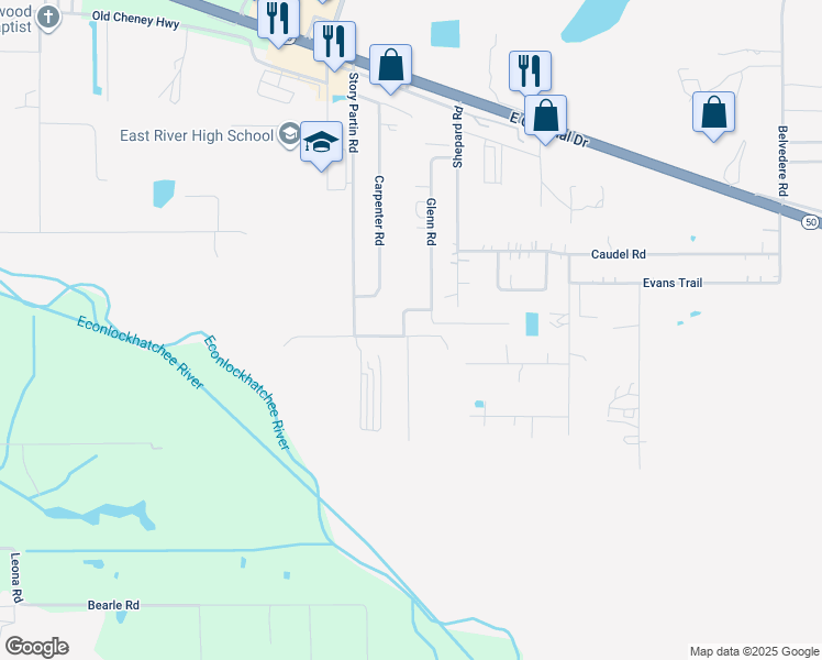 map of restaurants, bars, coffee shops, grocery stores, and more near 129 Story Partin Road in Orlando