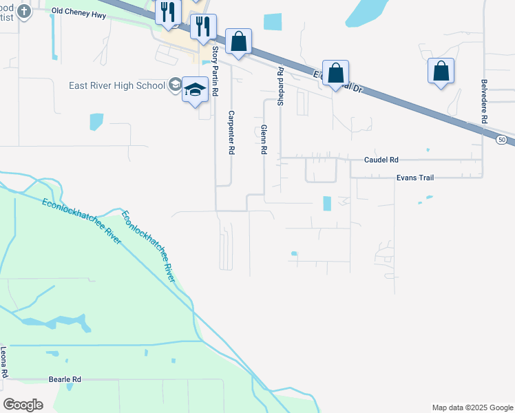 map of restaurants, bars, coffee shops, grocery stores, and more near 266 Glenn Road in Orlando