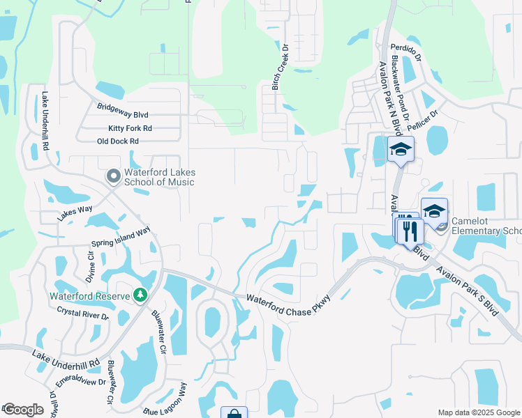 map of restaurants, bars, coffee shops, grocery stores, and more near 14243 Viburnum Lane in Orlando