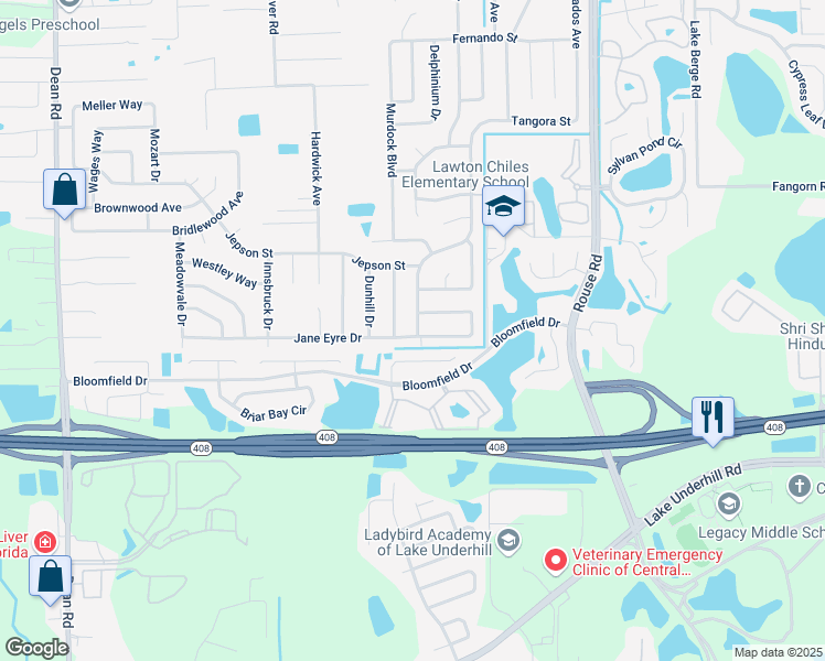 map of restaurants, bars, coffee shops, grocery stores, and more near 718 Park Manor Drive in Orlando