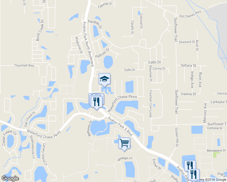 map of restaurants, bars, coffee shops, grocery stores, and more near 744 Sterling Spring Road in Orlando