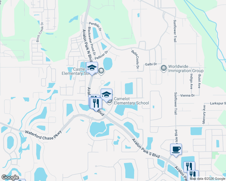 map of restaurants, bars, coffee shops, grocery stores, and more near 744 Sterling Spring Road in Orlando