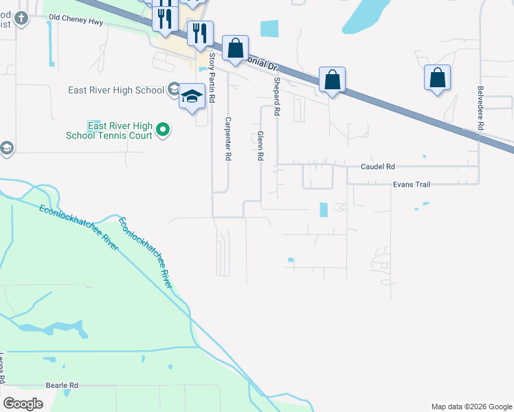 map of restaurants, bars, coffee shops, grocery stores, and more near 266 Glenn Road in Orlando