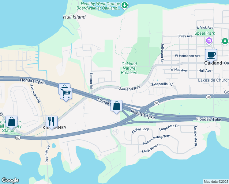 map of restaurants, bars, coffee shops, grocery stores, and more near 751 West Oakland Avenue in Oakland