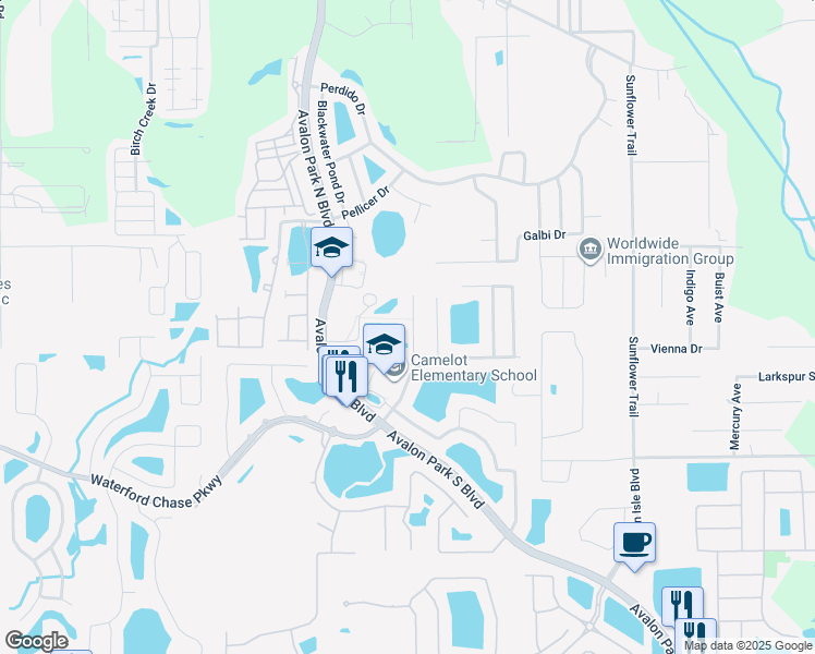 map of restaurants, bars, coffee shops, grocery stores, and more near 744 Sterling Spring Road in Orlando