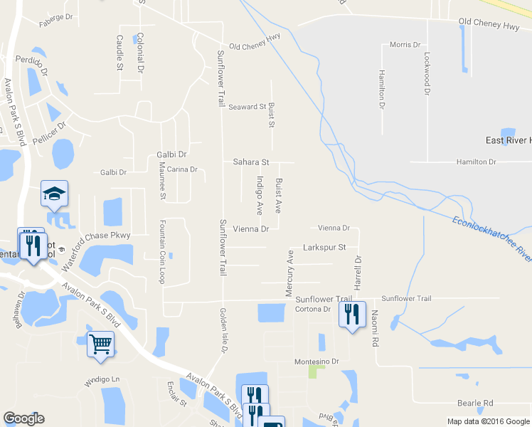 map of restaurants, bars, coffee shops, grocery stores, and more near 708 Buist Avenue in Orlando