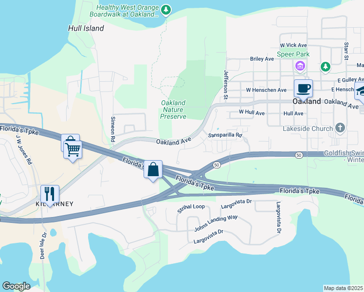 map of restaurants, bars, coffee shops, grocery stores, and more near 2689 Bobcat Chase Boulevard in Oakland