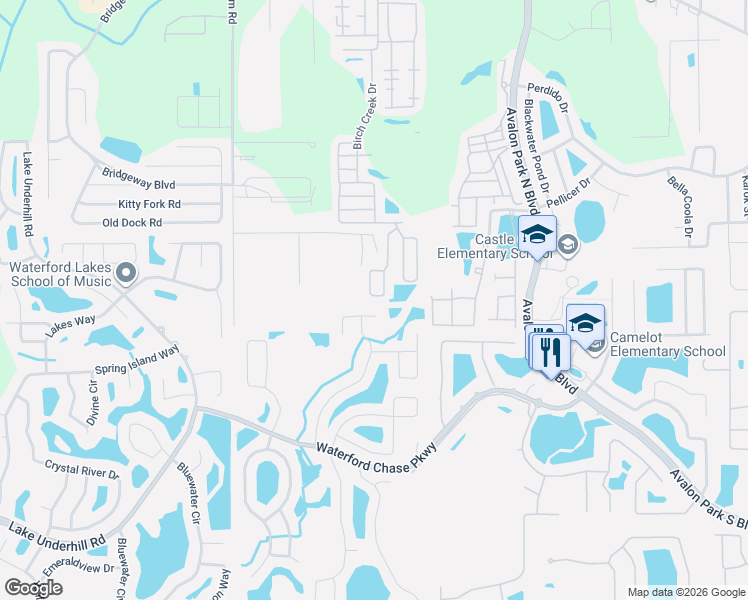 map of restaurants, bars, coffee shops, grocery stores, and more near 1427 Windmill Ridge Loop in Orlando