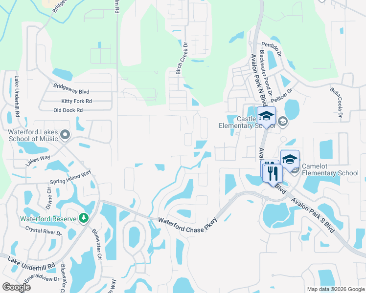 map of restaurants, bars, coffee shops, grocery stores, and more near 1427 Windmill Ridge Loop in Orlando
