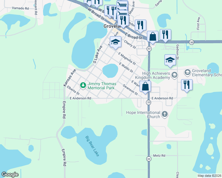 map of restaurants, bars, coffee shops, grocery stores, and more near 844 South Michigan Avenue in Groveland