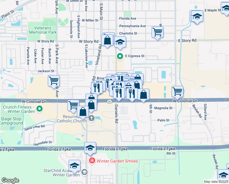 map of restaurants, bars, coffee shops, grocery stores, and more near 1040 South Dillard Street in Oakland