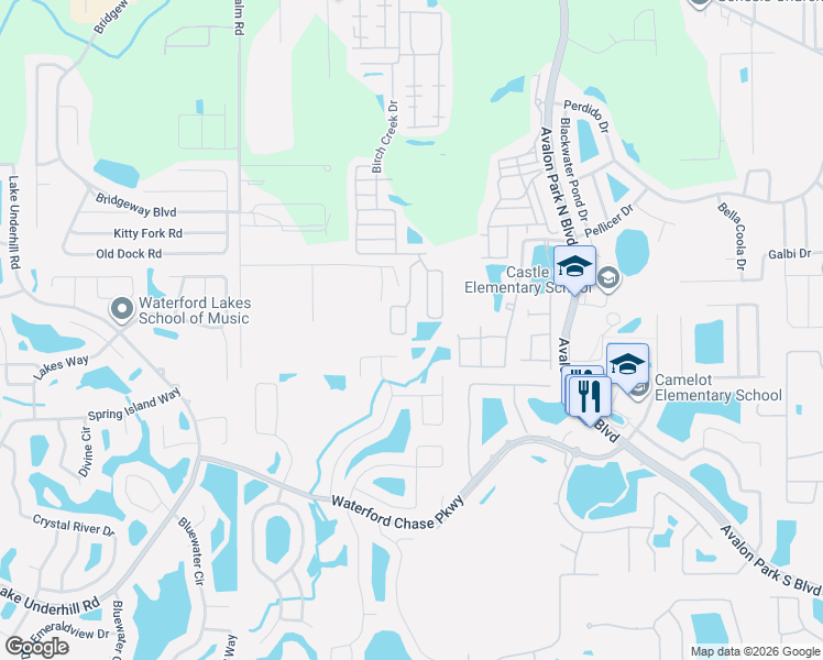 map of restaurants, bars, coffee shops, grocery stores, and more near 1002 Windmill Grove Circle in Orlando