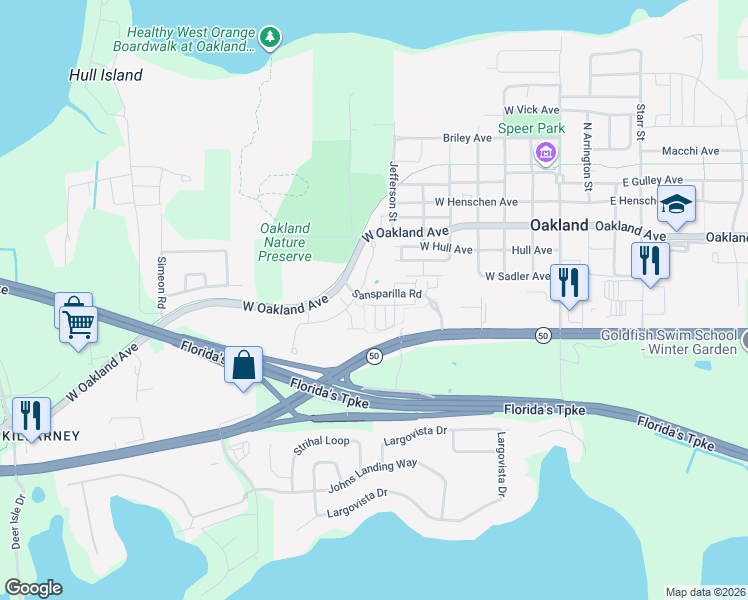 map of restaurants, bars, coffee shops, grocery stores, and more near 1212 Painted Bunting Avenue in Oakland