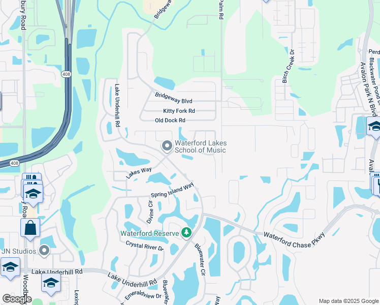 map of restaurants, bars, coffee shops, grocery stores, and more near 13856 Magnolia Glen Circle in Orlando