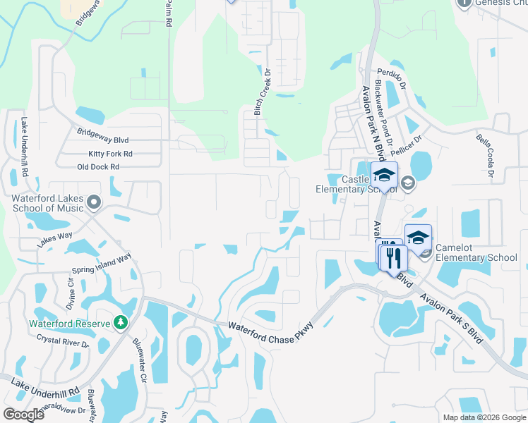 map of restaurants, bars, coffee shops, grocery stores, and more near 1427 Windmill Ridge Loop in Orlando