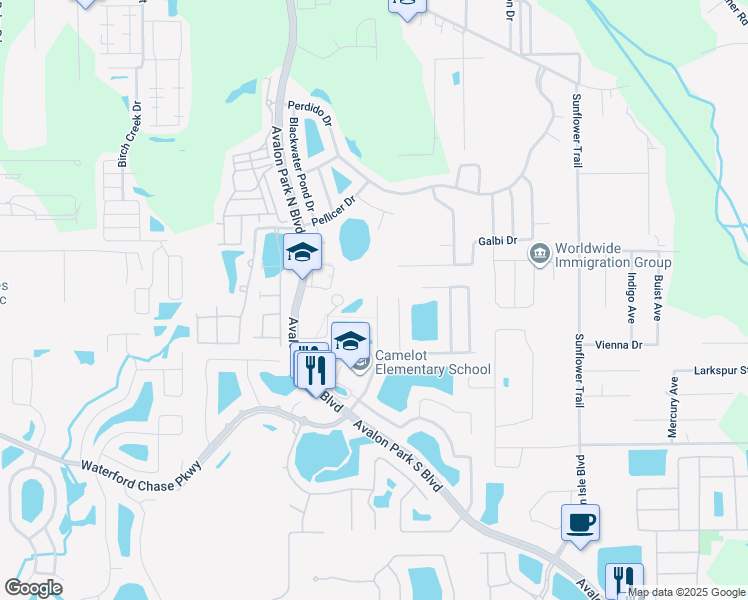 map of restaurants, bars, coffee shops, grocery stores, and more near 830 Sterling Spring Road in Orlando