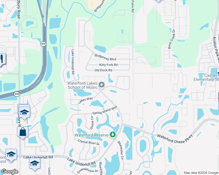 map of restaurants, bars, coffee shops, grocery stores, and more near 13830 Magnolia Glen Circle in Orlando