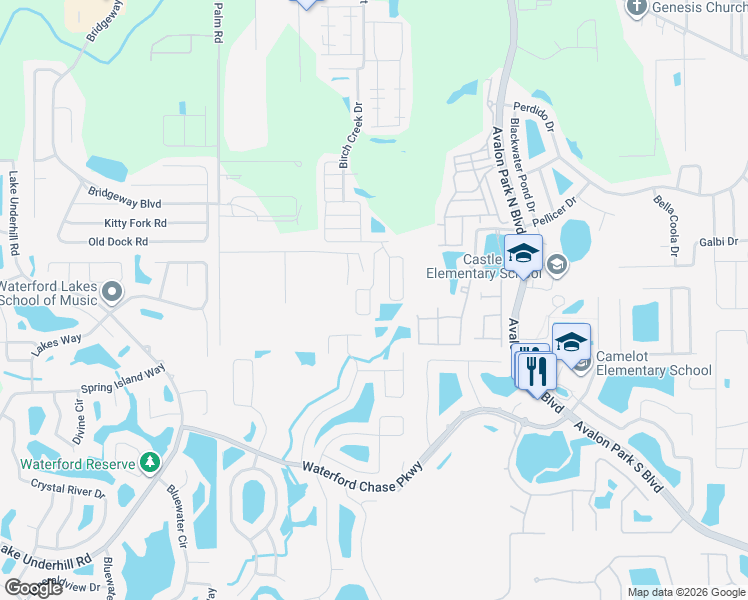 map of restaurants, bars, coffee shops, grocery stores, and more near 1002 Windmill Grove Circle in Orlando