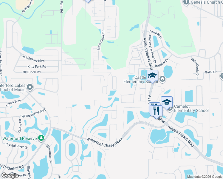 map of restaurants, bars, coffee shops, grocery stores, and more near 1002 Windmill Grove Circle in Orlando