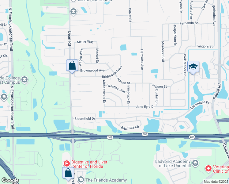 map of restaurants, bars, coffee shops, grocery stores, and more near 10337 Cedarhurst Avenue in Orlando
