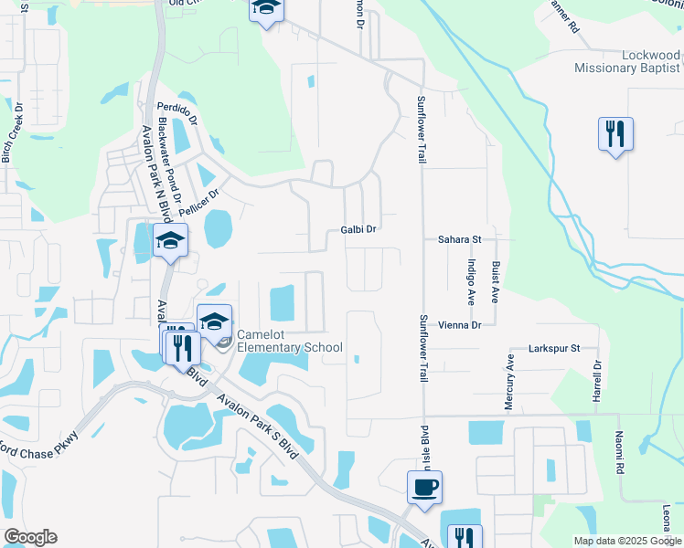 map of restaurants, bars, coffee shops, grocery stores, and more near 833 Battery Pointe Drive in Orlando